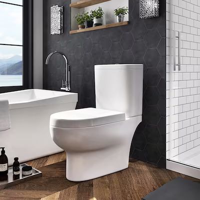 OVE Decors  Beverly White Dual Flush Elongated Chair Height 2-piece WaterSense Toilet 12-in Roug... | Lowe's