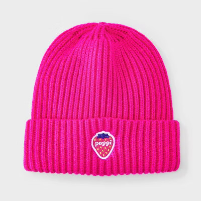 Adult Poppi Strawberry Graphic Beanie - Pink | Target