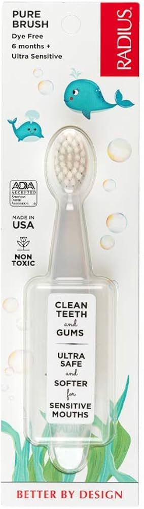 RADIUS Children's Toothbrush Pure Brush Ultra Soft BPA Free ADA Accepted Designed for Delicate Te... | Amazon (US)