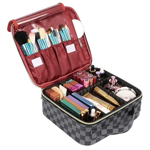 WODKEIS Makeup Case Cosmetic Bag Professional Train Case Large Makeup Box Make Up Storage Organiz... | Amazon (US)