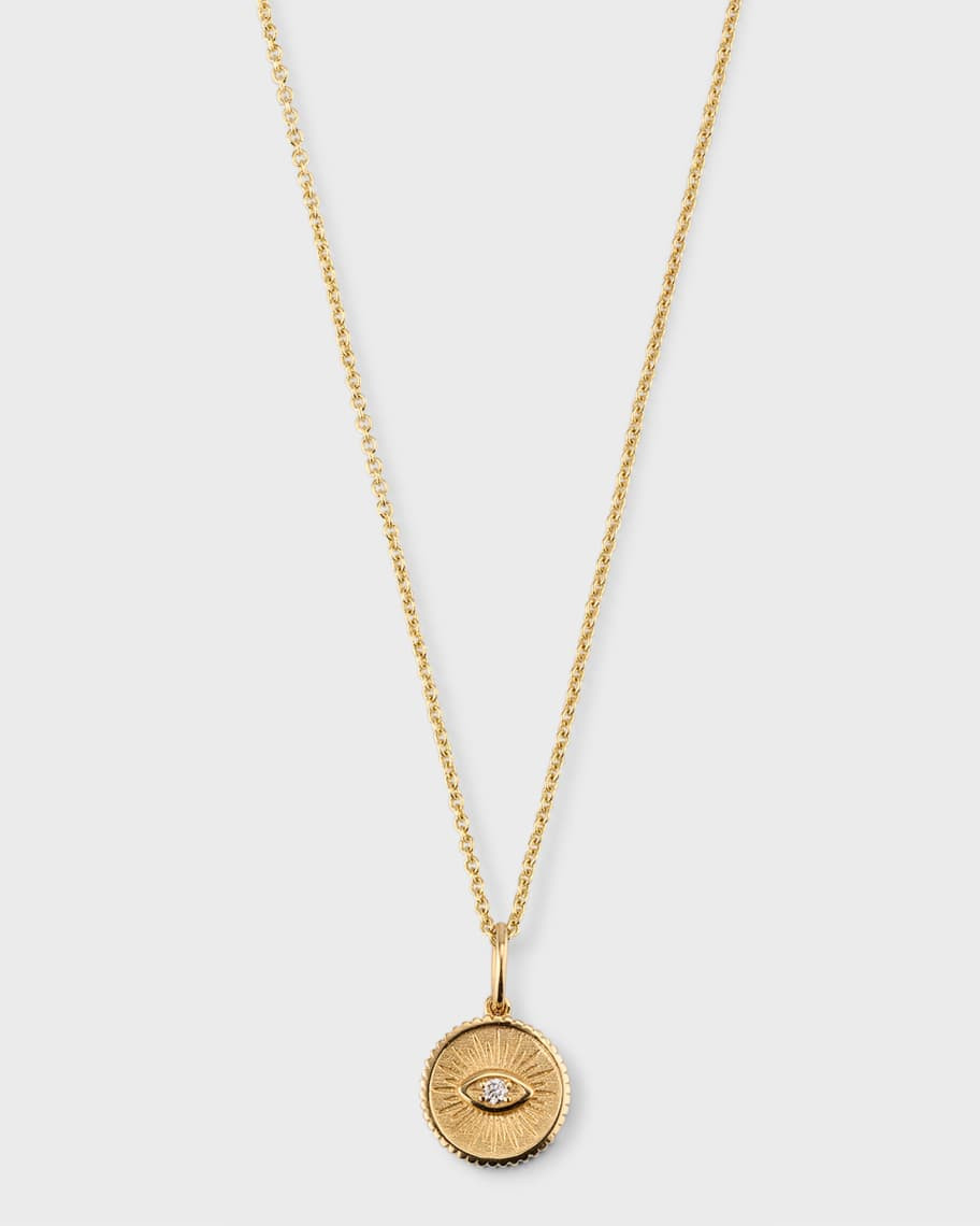 Sydney Evan 14k Diamond Evil Eye Coin Necklace | Neiman Marcus