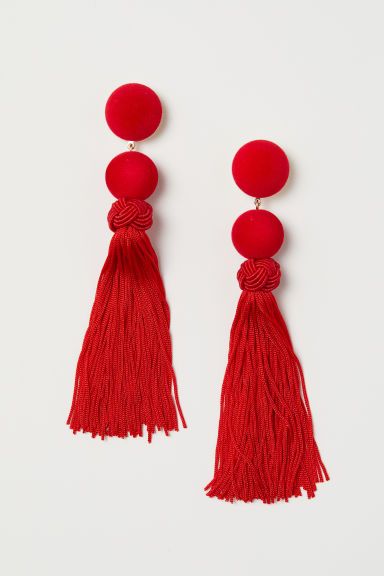 H & M - Tasseled Earrings - Red | H&M (US + CA)