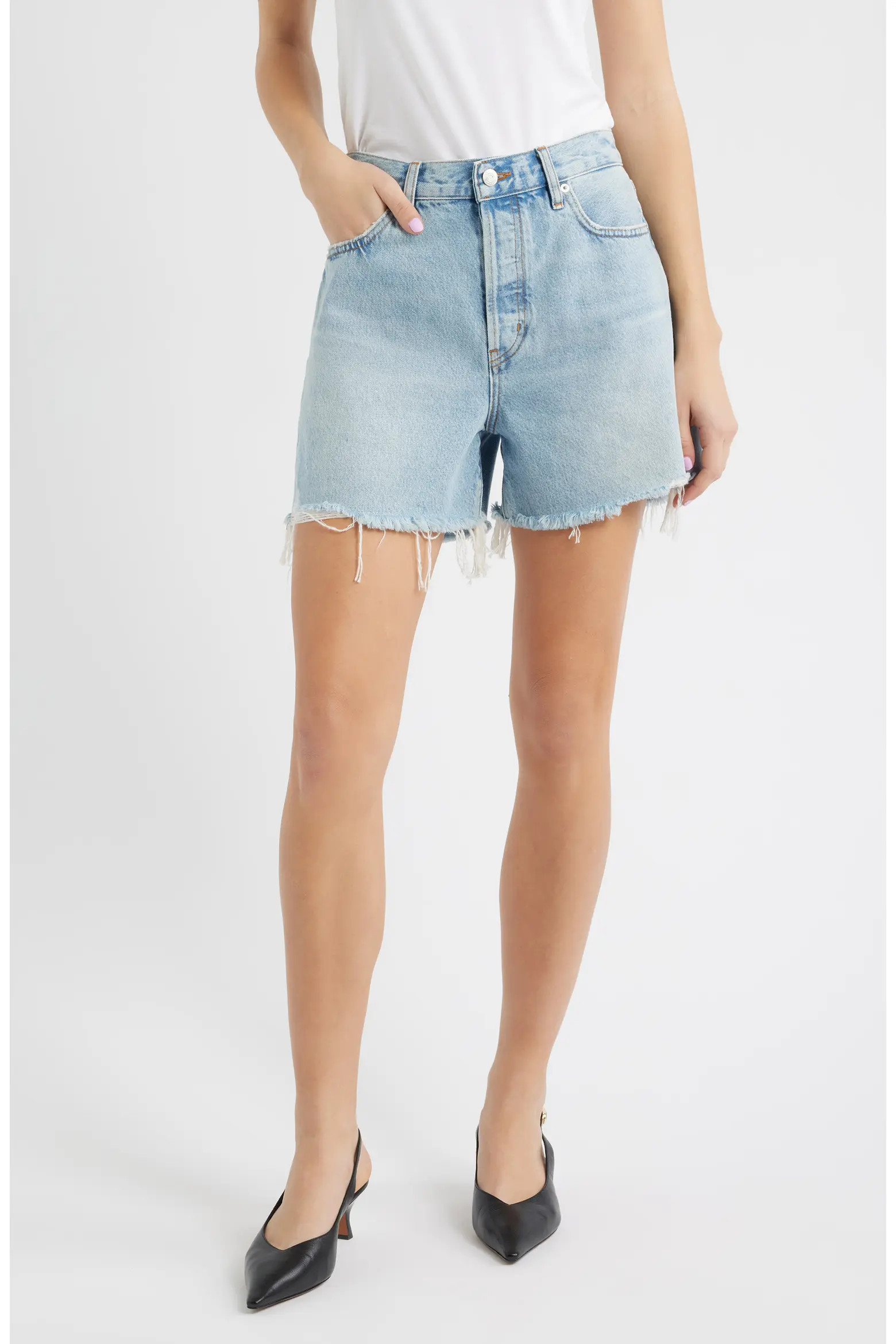 The Everyday Fray Hem High Waist Denim Shorts (Women) | Nordstrom | Nordstrom