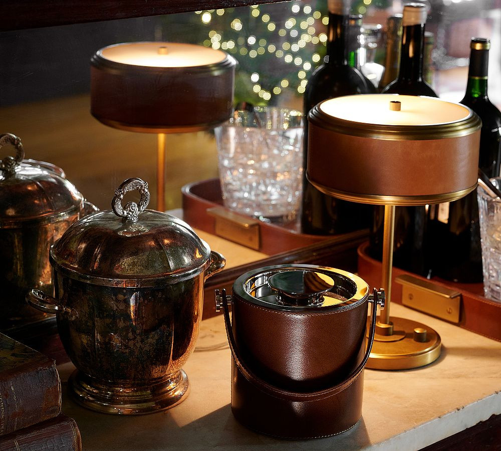 Redford Caramel Leather Task Table Lamp (13") | Pottery Barn (US)