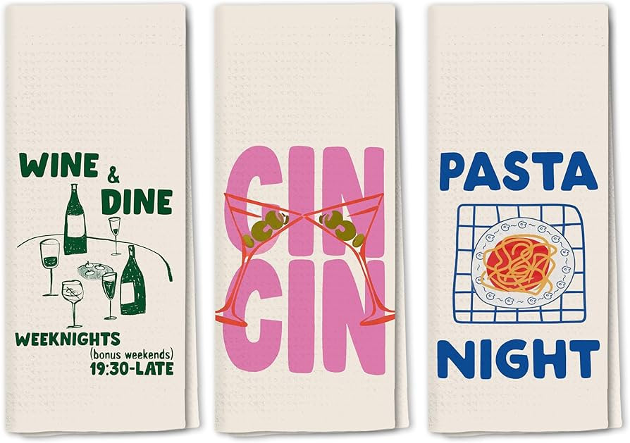 Italian Kitchen Towels Set 3, Italian Kitchen Decor, Bar Towels for Kitchen Bartender, Retro Dish... | Amazon (US)