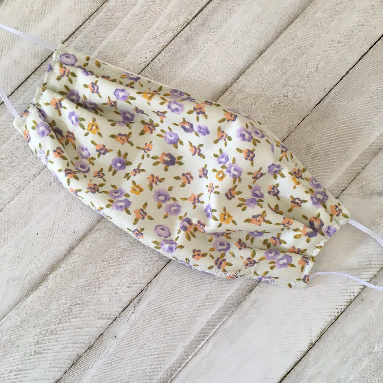 Lavender & Peach Floral on Mint Green Fabric Face Mask | Etsy (US)