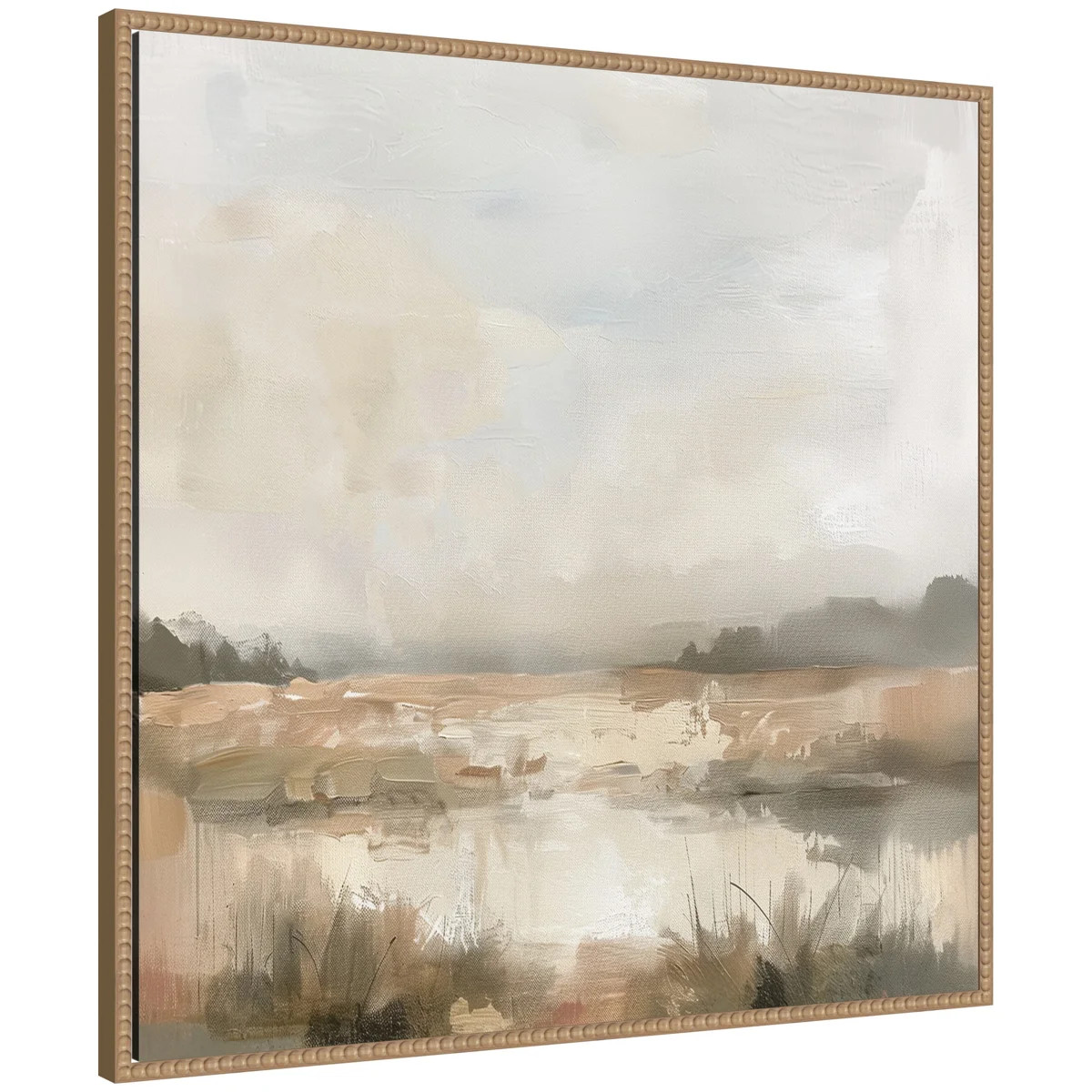 Neutral Abstract Landscape by The Creative Bunch Studio Framed Canvas Wall Art Print | Wayfair North America