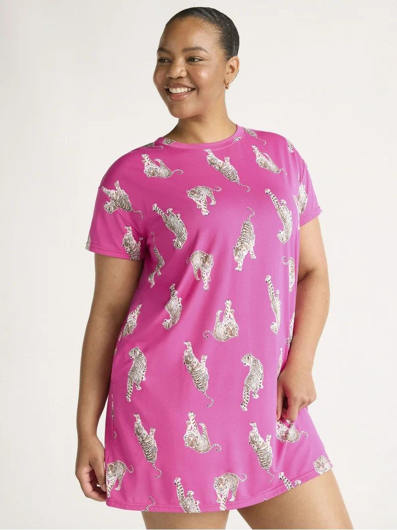 Joyspun Women's Dreamy Soft Collection Sleepshirt with Short Sleeves, Sizes S/M-2X/3X | Walmart (US)