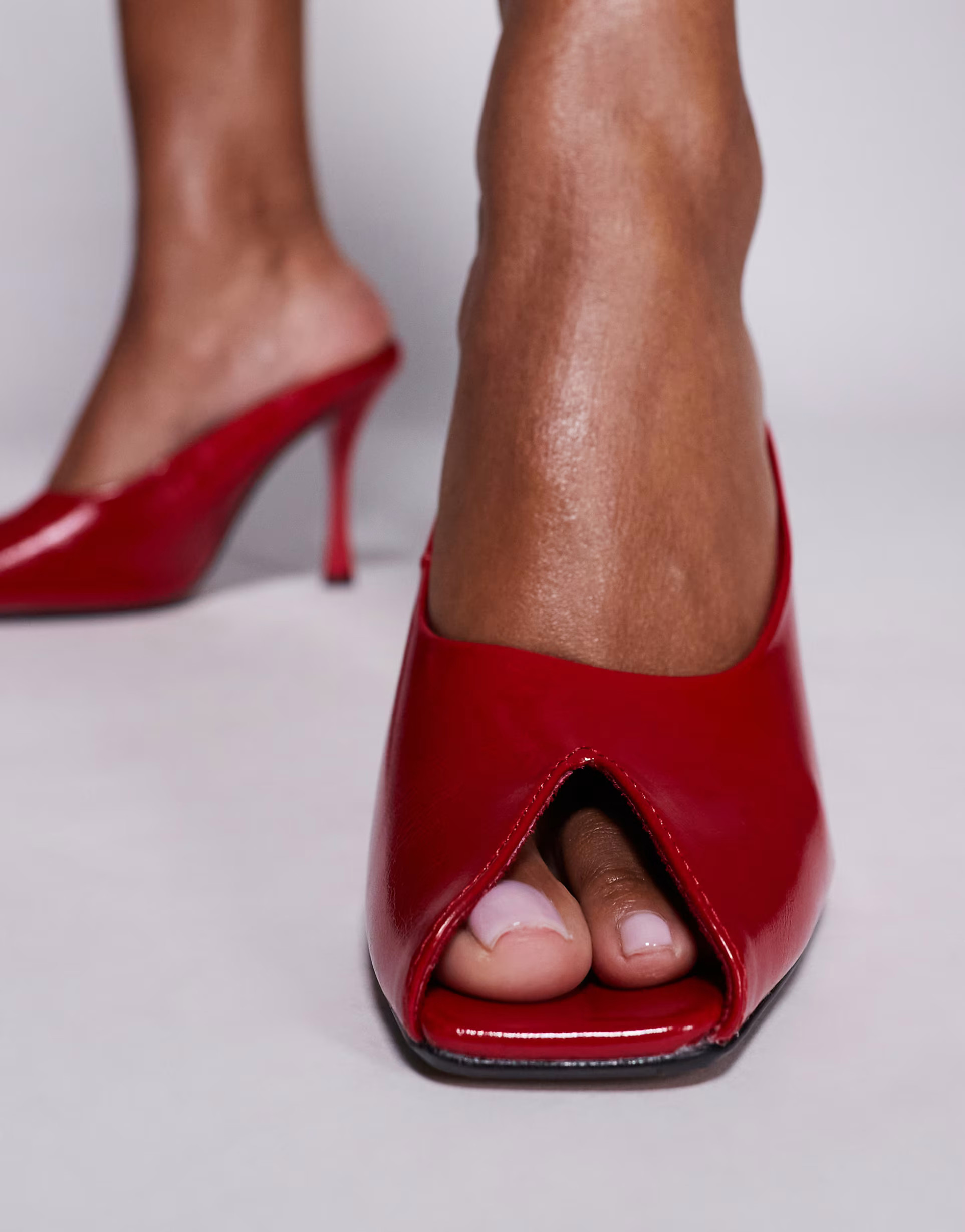River Island peep toe mule heels in red | ASOS (Global)