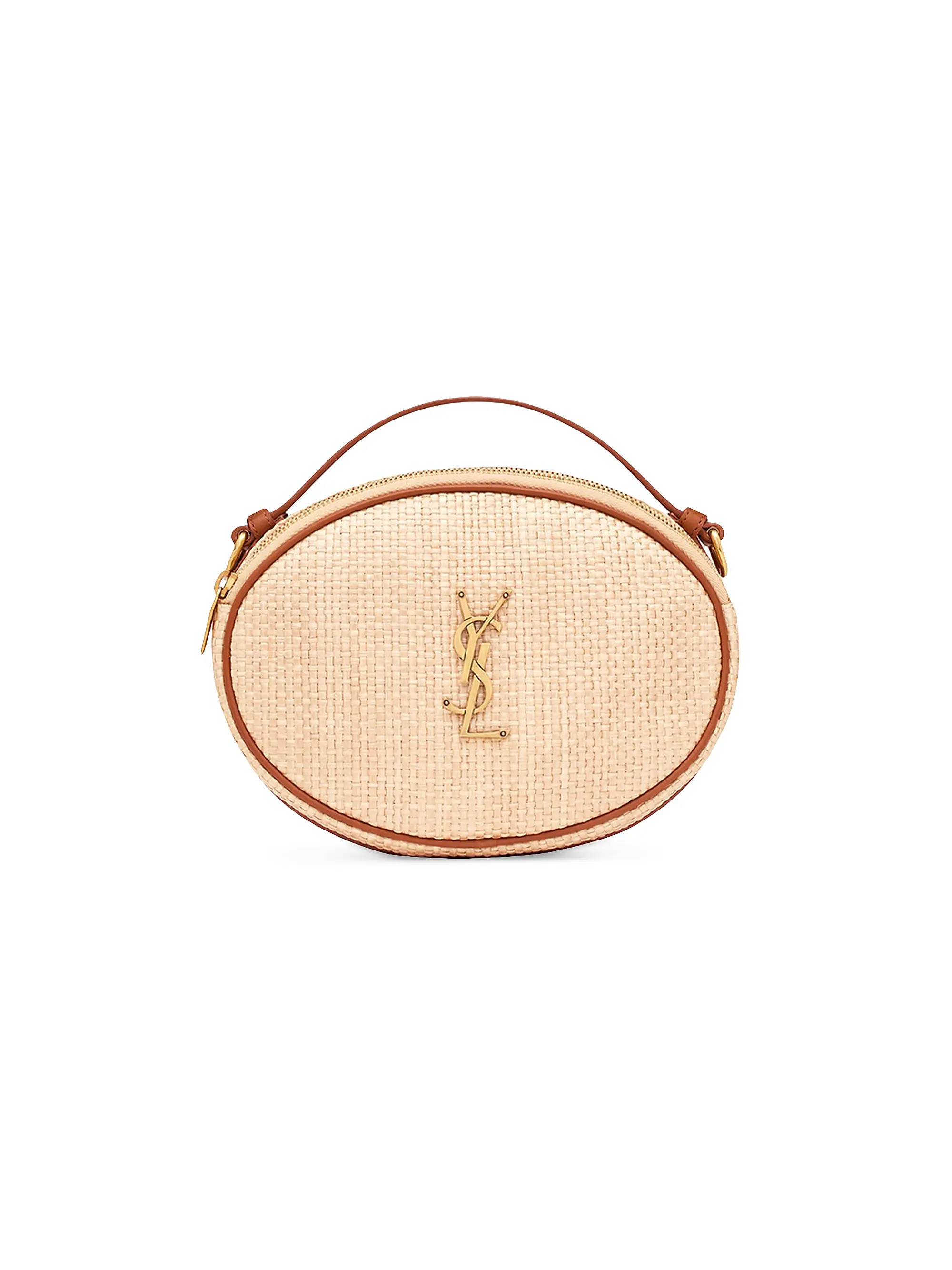Camera Bag in Raffia and Vegetable-Tanned Leather | Saks Fifth Avenue