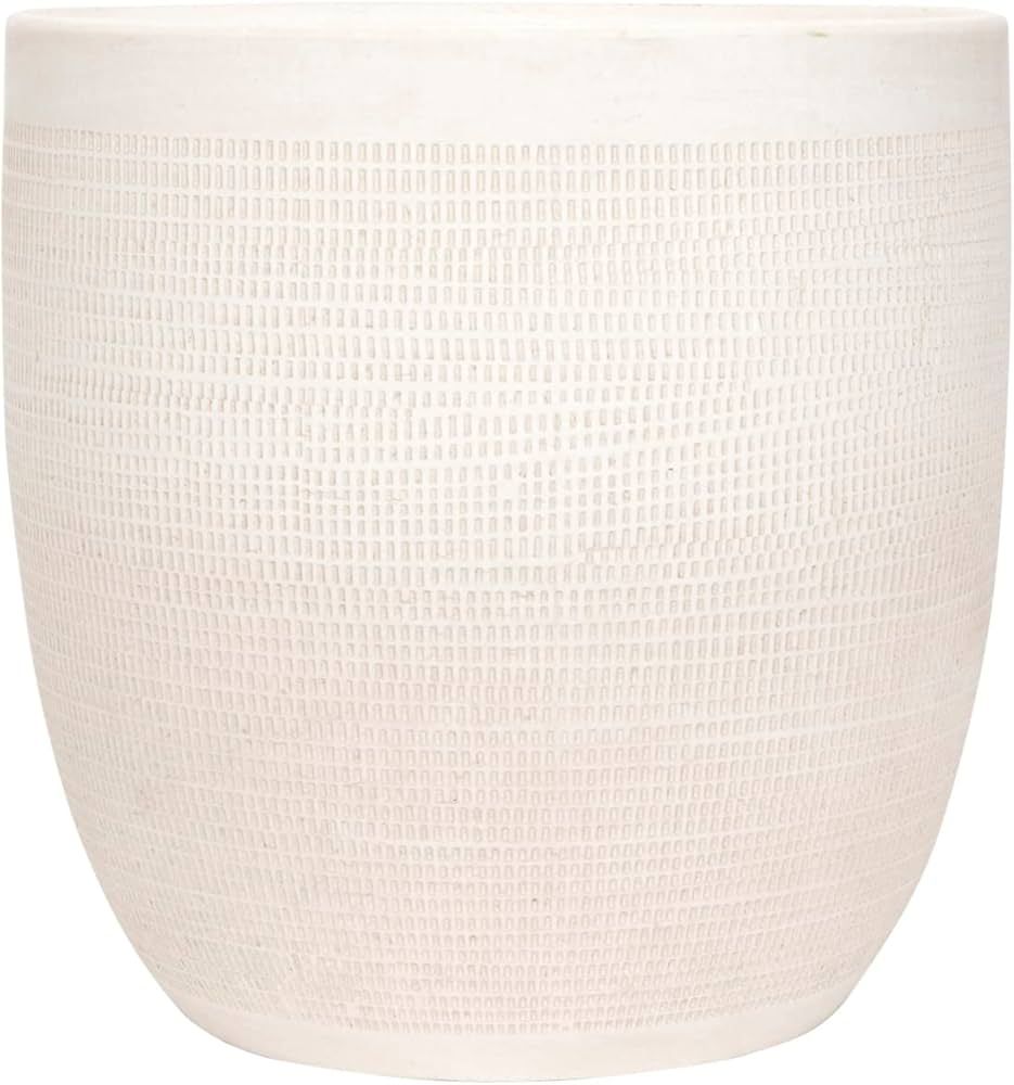 Creative Co-Op Coastal Embossed Textured Stoneware Planter, Matte White | Amazon (US)