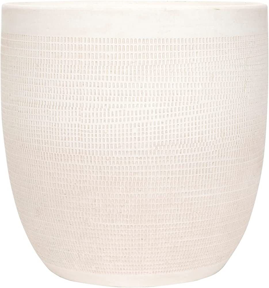 Creative Co-Op Coastal Embossed Textured Stoneware Planter, Matte White | Amazon (US)