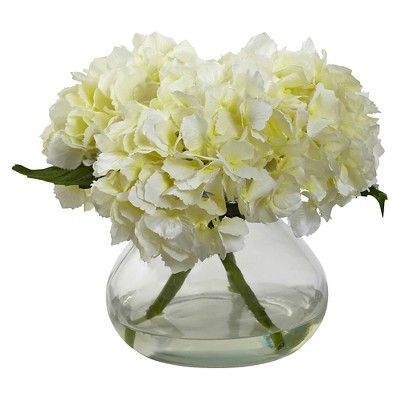 Nearly Natural Blooming Hydrangea with Vase | Target