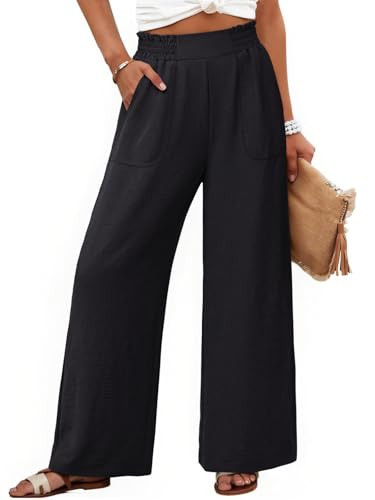 NIMIN Women Wide Leg Palazzo Pants High Waisted Casual Lounge Pants 2026 Summer Beach Vacation Ou... | Amazon (US)