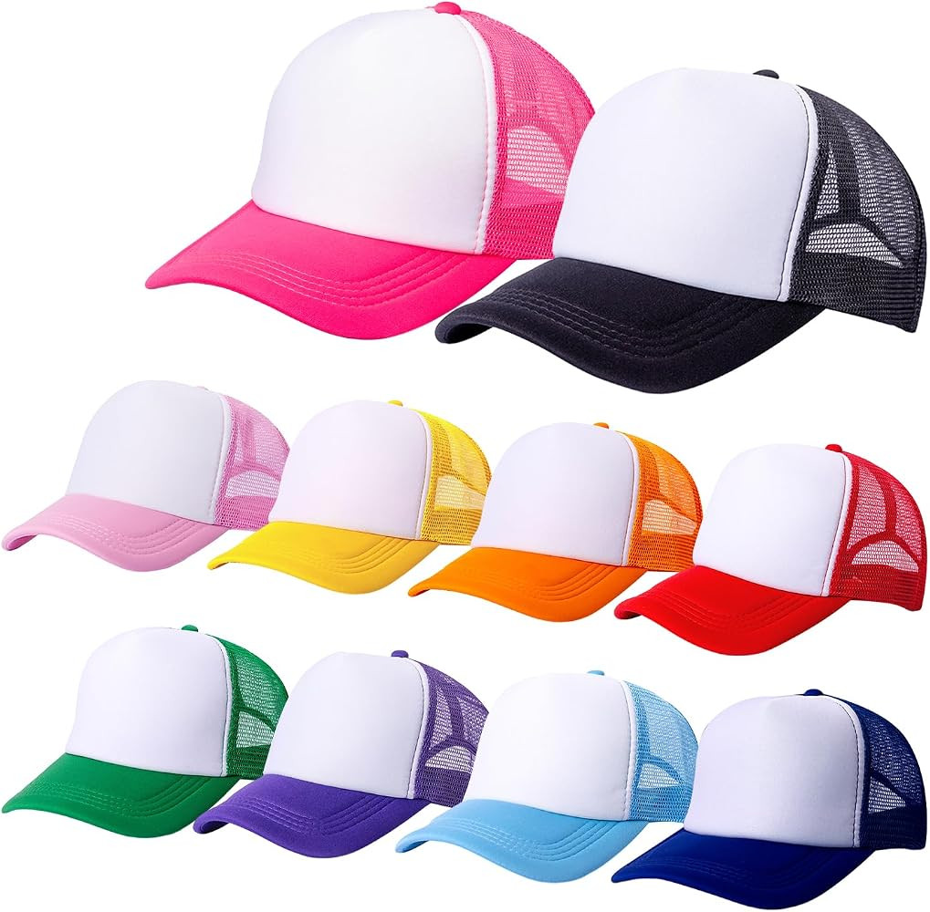 10 Pack of Blank Trucker Hat Bulk Mesh Cap Men and Women Baseball Cap DIY Graffiti Hot Stamping D... | Amazon (US)