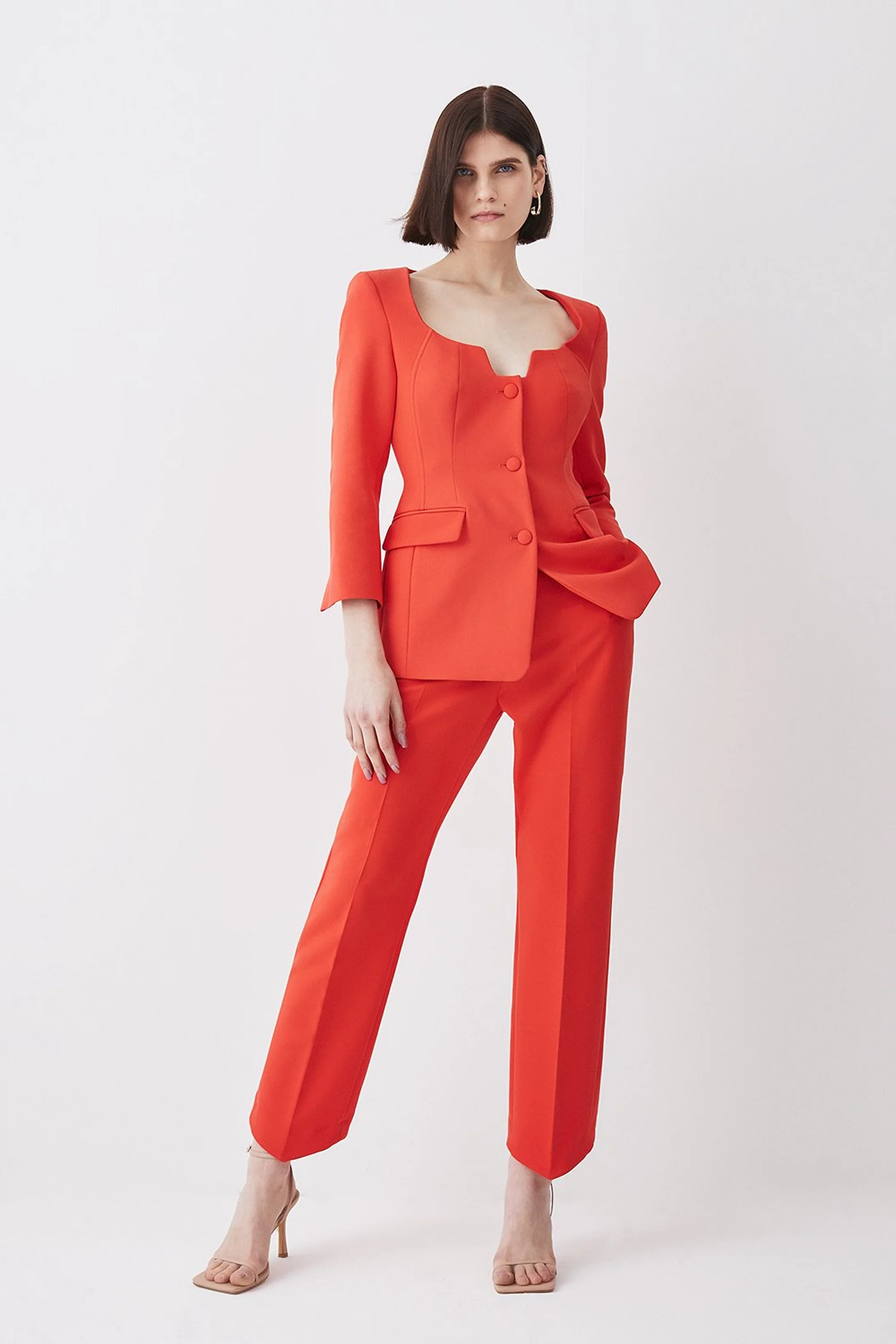 Clean Tailored Corset Buttoned Blazer Jacket | Karen Millen UK + IE + DE + NL