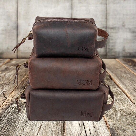 Personalized Leather Dopp Kit Bag, Best Wedding Gift for Groomsmen, Mens Toiletry Bag, Birthday G... | Etsy (US)