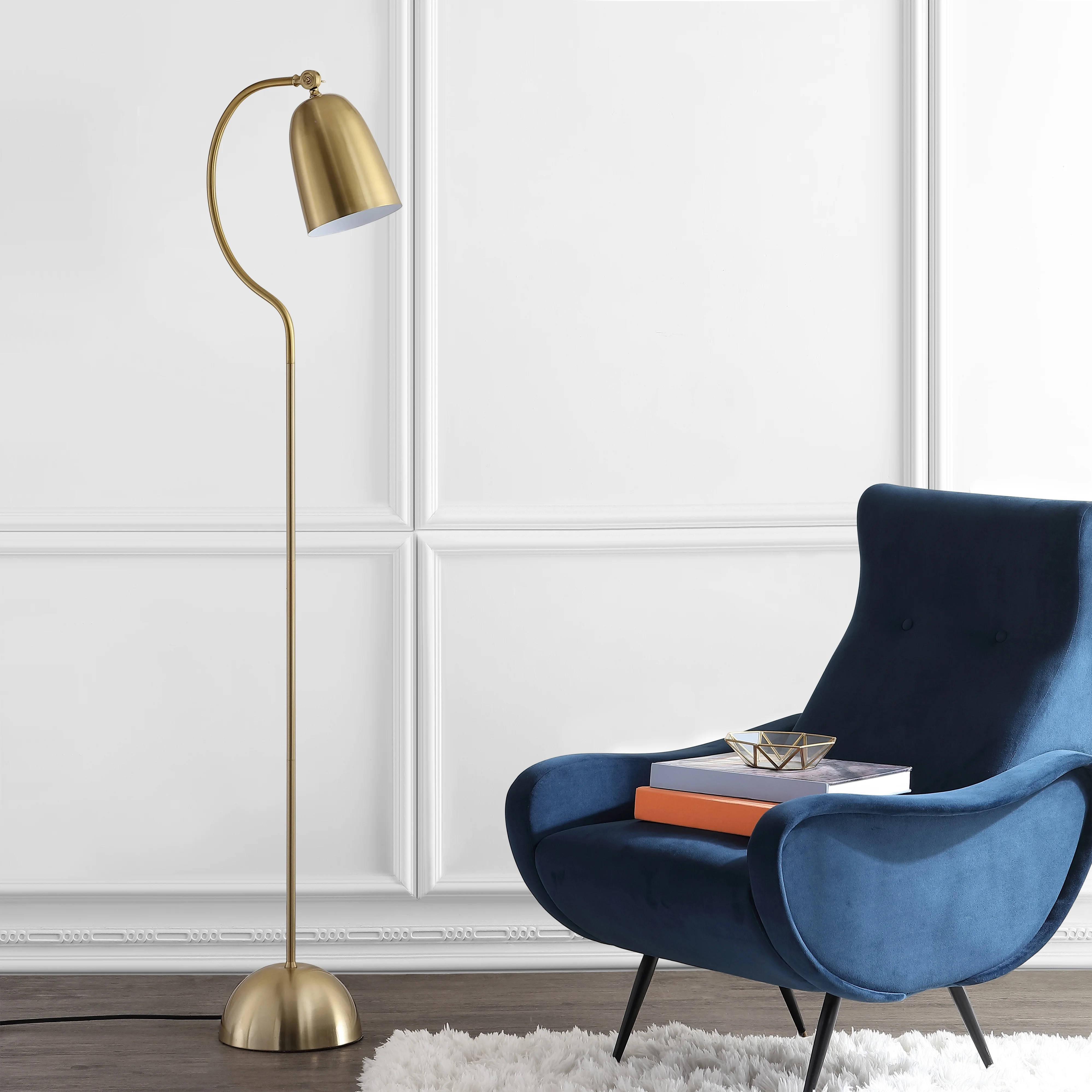 Safavieh Zeid Glam Curved Top 66.5 in. H Floor Lamp, Brass Gold | Walmart (US)