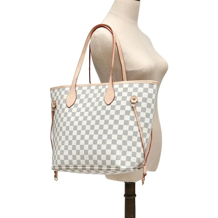 Dashing Gaza Checkered Tote Shoulder Bag with inner pouch - PU Vegan Leather | Walmart (US)