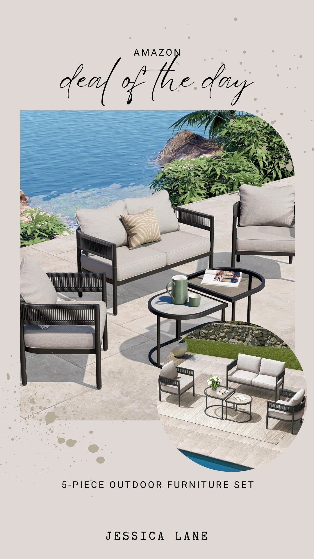 Upgrade your patio with this stylish 5-piece outdoor furniture set available at a great price today. It includes everything you need to create a comfortable and modern outdoor living space.#patio #outdoorliving #furniture #amazonhome

#LTKSeasonal #LTKSaleAlert #LTKHome