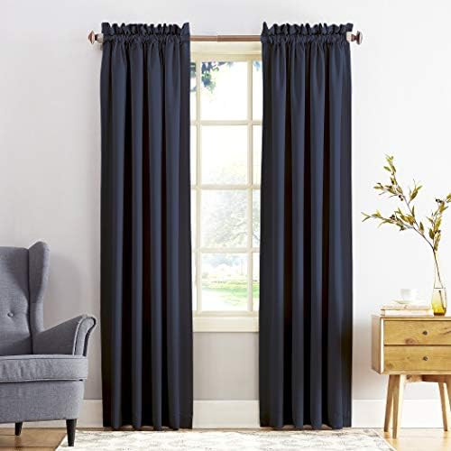 Sun Zero Barrow Energy Efficient Rod Pocket Curtain Panel, 54" x 84", Navy Blue, One Panel | Amazon (US)