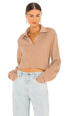 The Range Cropped Long Sleeve Polo in Light Tawny from Revolve.com | Revolve Clothing (Global)