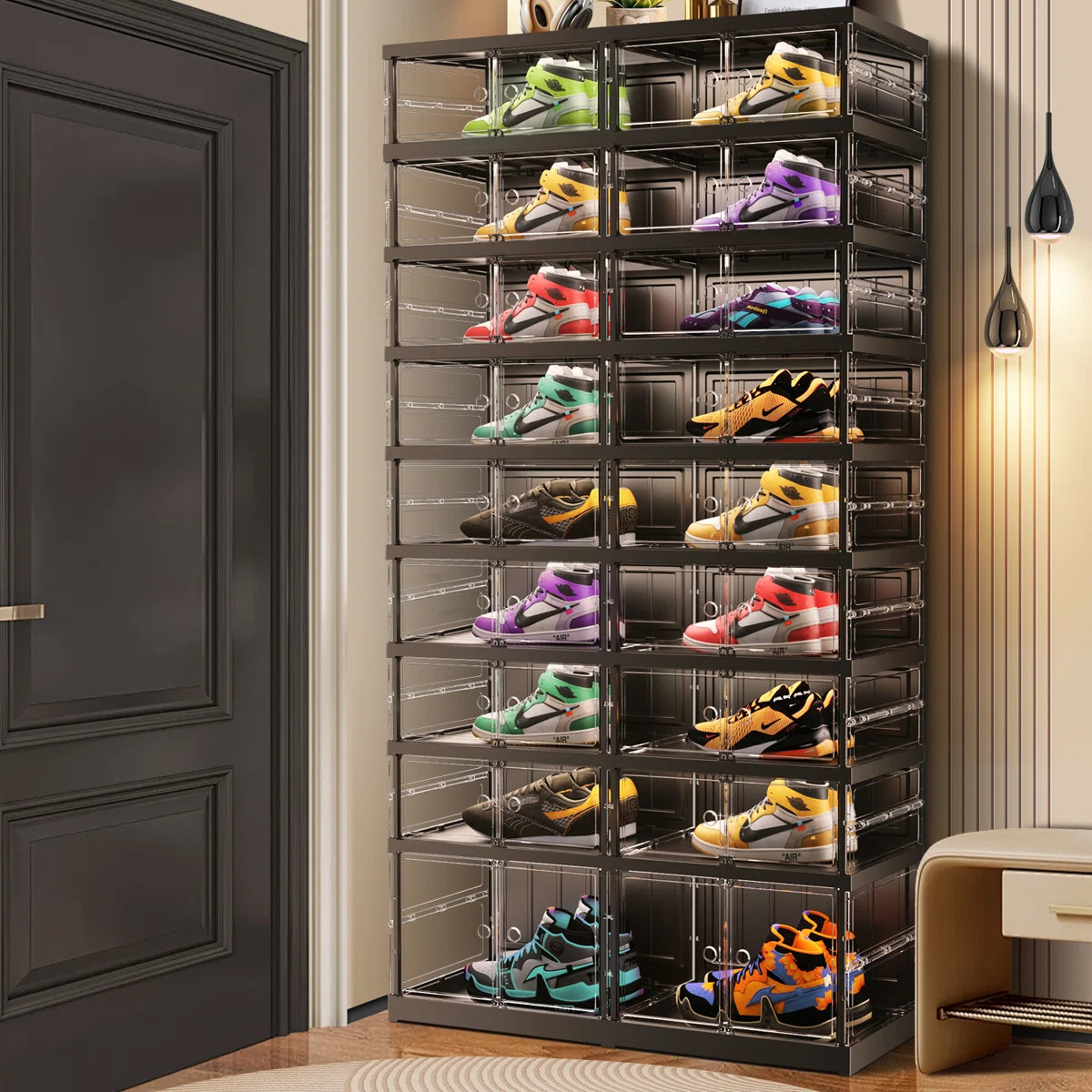 9-Tier 18-36 Pairs Plastic Stackable Shoe Storage Cabinet For Entryway Easy Assembly | Wayfair North America