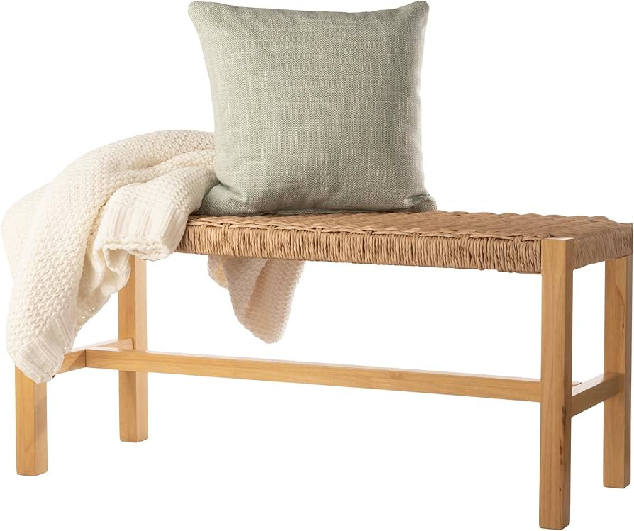 Alaterre Furniture Newport Collection Bench with Handcrafted Woven Rope Seat - 40-Inch Wood Bench... | Amazon (US)