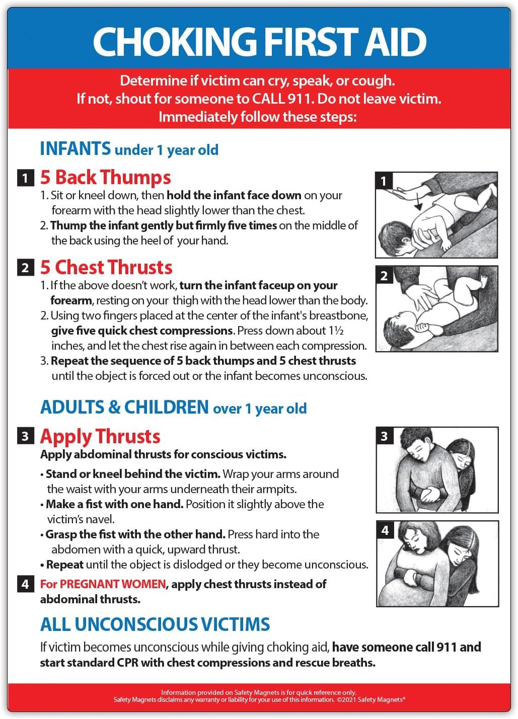 Choking First Aid Fridge Magnet - Heimlich Maneuver for Infants, Children, Adults - by Safety Mag... | Amazon (US)