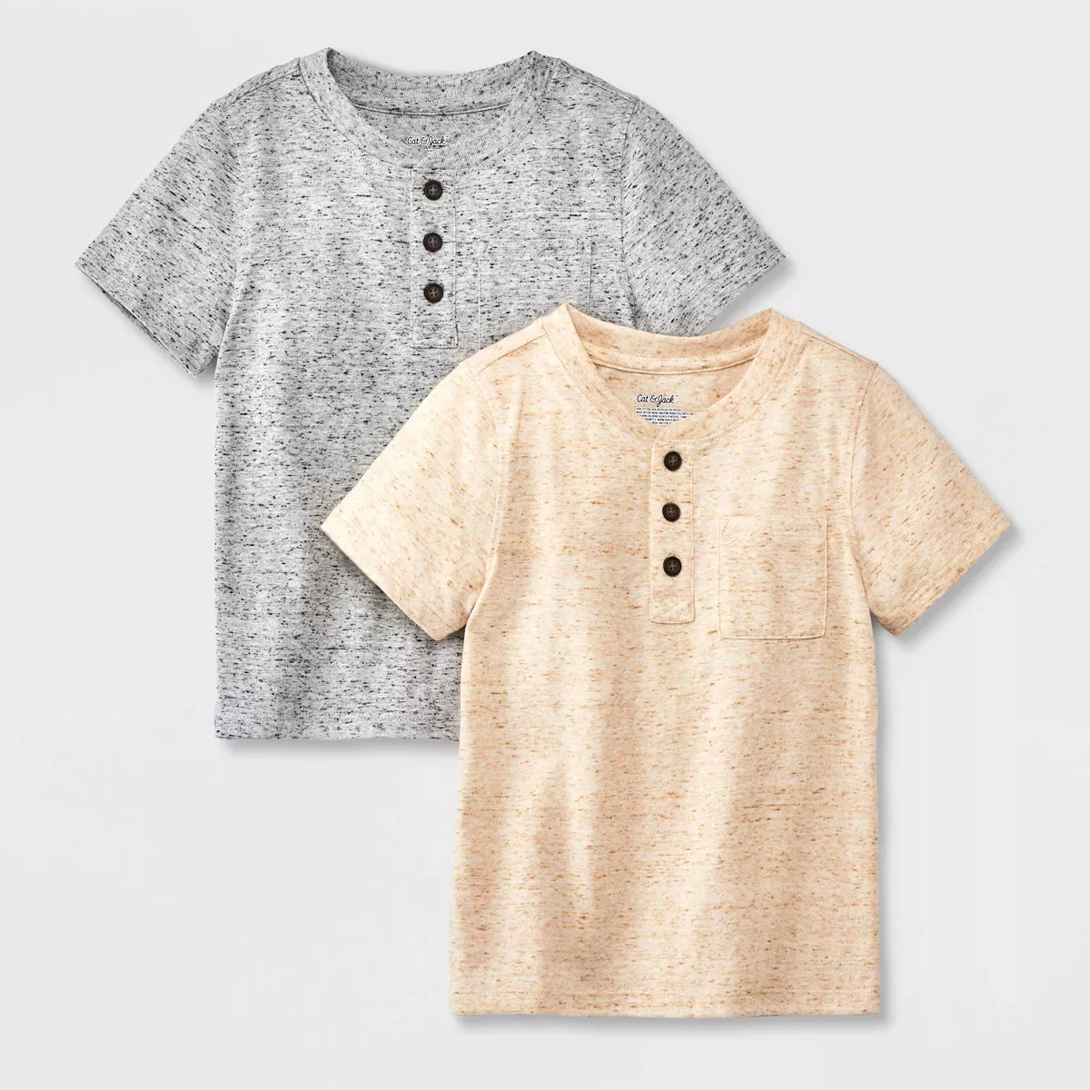 Toddler Boys' 2pk Henley T-Shirt - Cat & Jack™ Gray/Cream 2T | Target