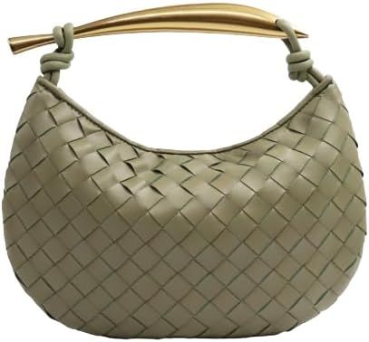 Woven Handbag for Women Fashion Designer Ladies Hobo Bag Bucket Purse/Soft PU Handmade | Amazon (US)
