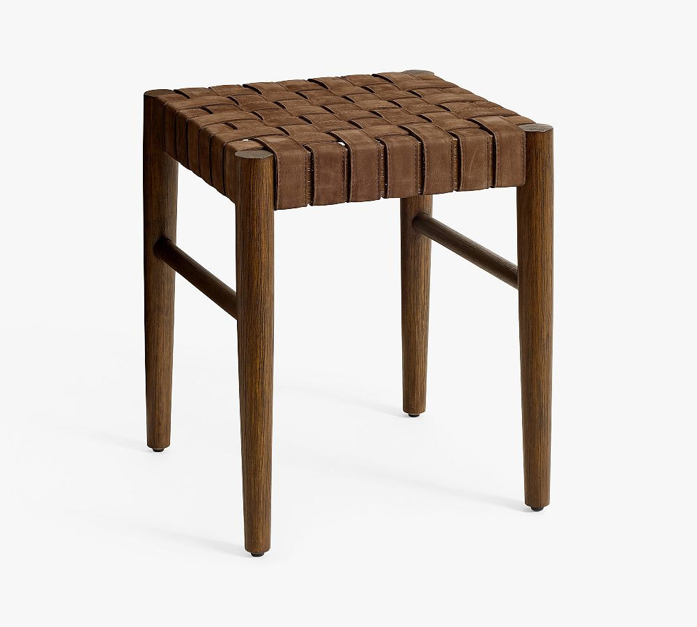 Skylar Woven Leather Accent Stool | Pottery Barn (US)