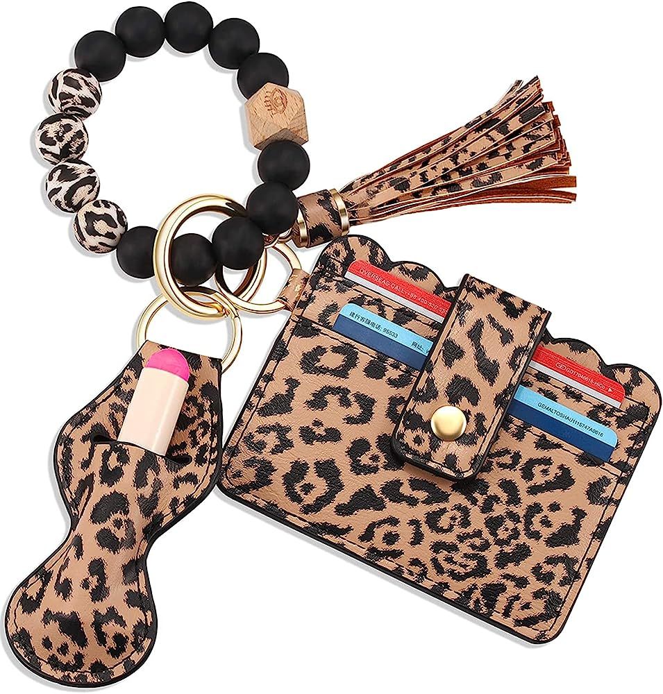 BVGA Wristlet Keychain Bracelet Wallet, Silicone Bead keyring Bangle for Women | Amazon (US)