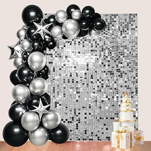 Kate Square Sliver Sequin Wall Panel Backdrop Sliver Glitter Panels Wedding Decoration(Pack of 12... | Amazon (US)