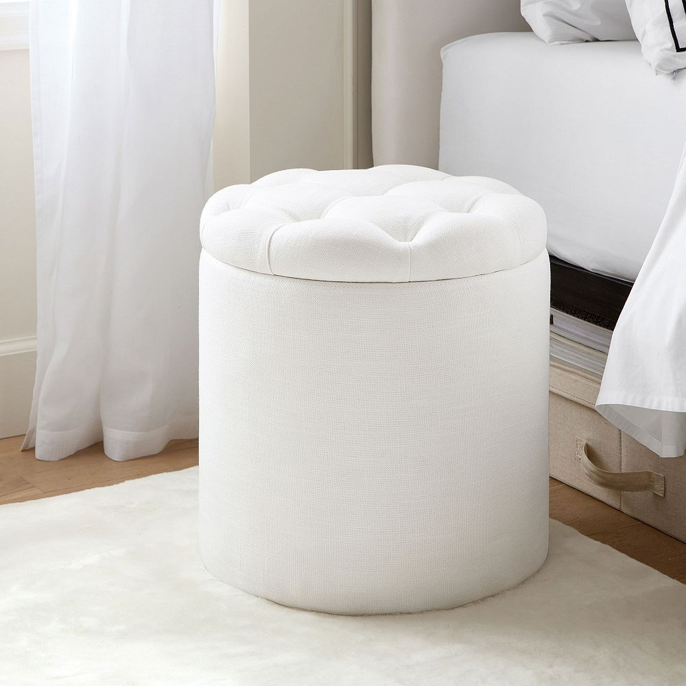 Tufted Round Storage Ottoman | Pottery Barn Teen