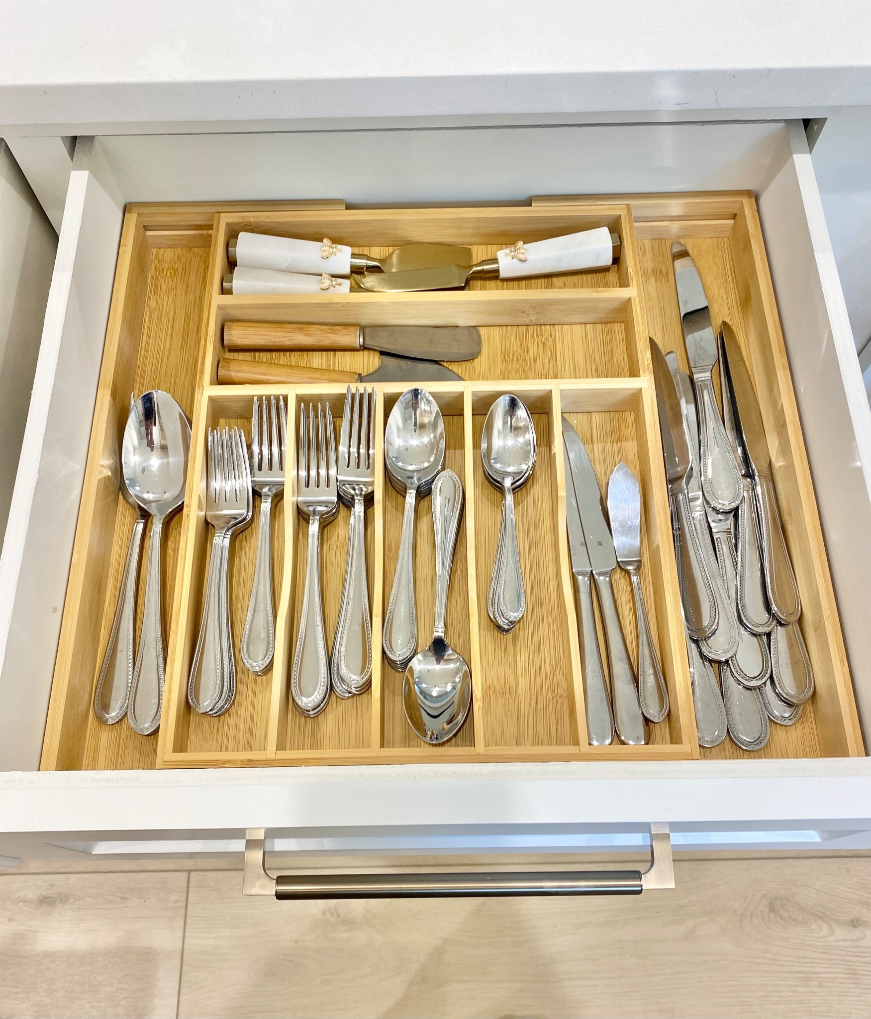 An expandable silverware organizer is the way to go! Check out our favorite kitchen drawer organizers  

#LTKKids #LTKHome #LTKFamily