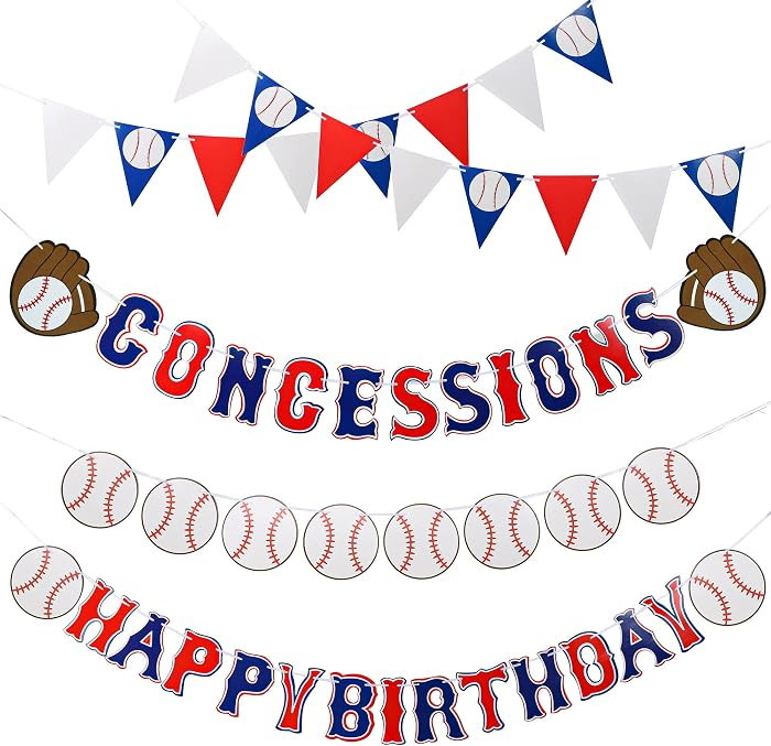 Set of 5 Baseball Birthday Banners Baseball Sports Paper Garlands Pennant Bunting Flag Decor Conc... | Amazon (US)
