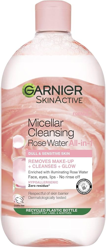 Garnier Micellar Rose Cleansing Water For Dull Skin, Glow Boosting Cleanser and Makeup Remover, R... | Amazon (UK)