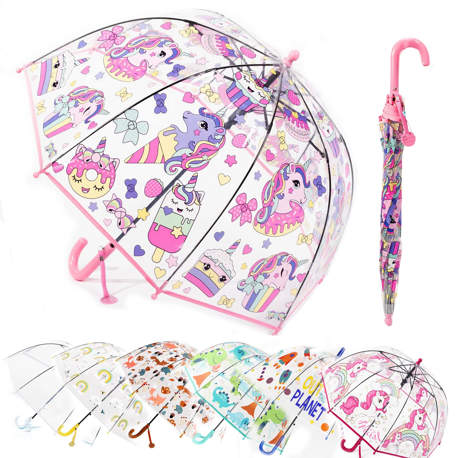 MRTLLOA Kids Clear Bubble Umbrella with an Easy Grip Curved Handle, Safety Transparent Dome Bubbl... | Amazon (US)