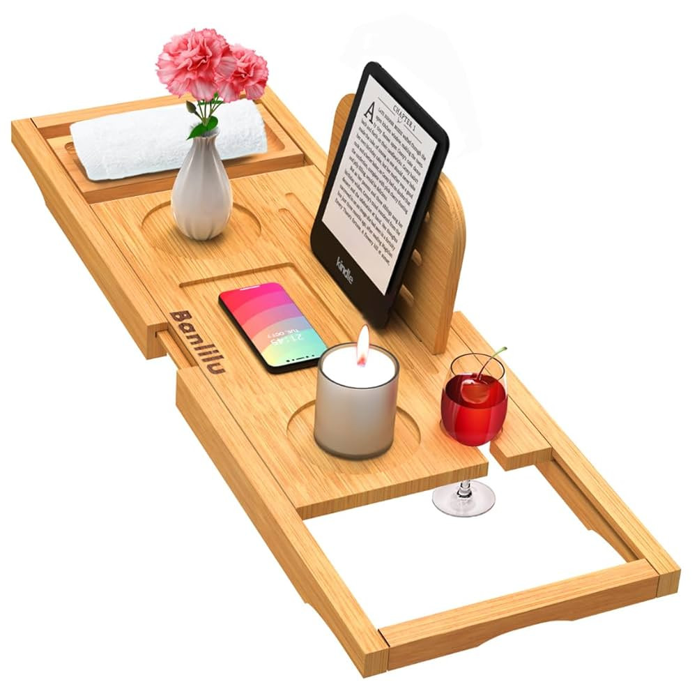 Premium Bamboo Bathtub Tray Caddy - Bath Tub Tray Table for Bathtub - Bath Caddy Tray for Bathtub... | Amazon (US)
