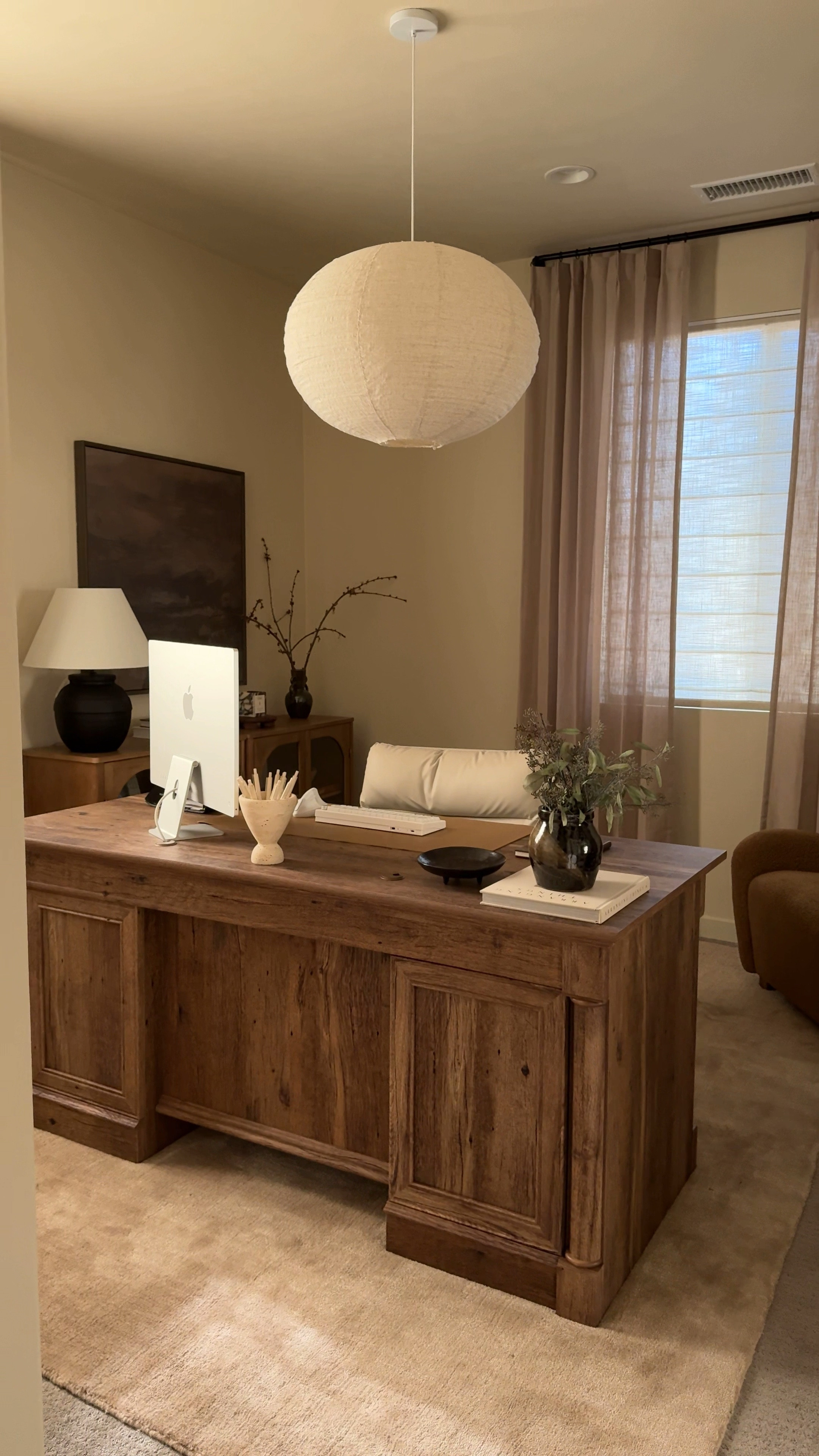 Office refresh details! 🤎 The linen pendant lampshade is from Zara Home but I linked similar ones below!

#LTKHome