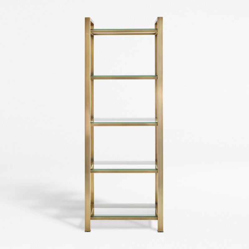 Pilsen Brass Bookcase with Glass Shelves + Reviews | Crate & Barrel | Crate & Barrel