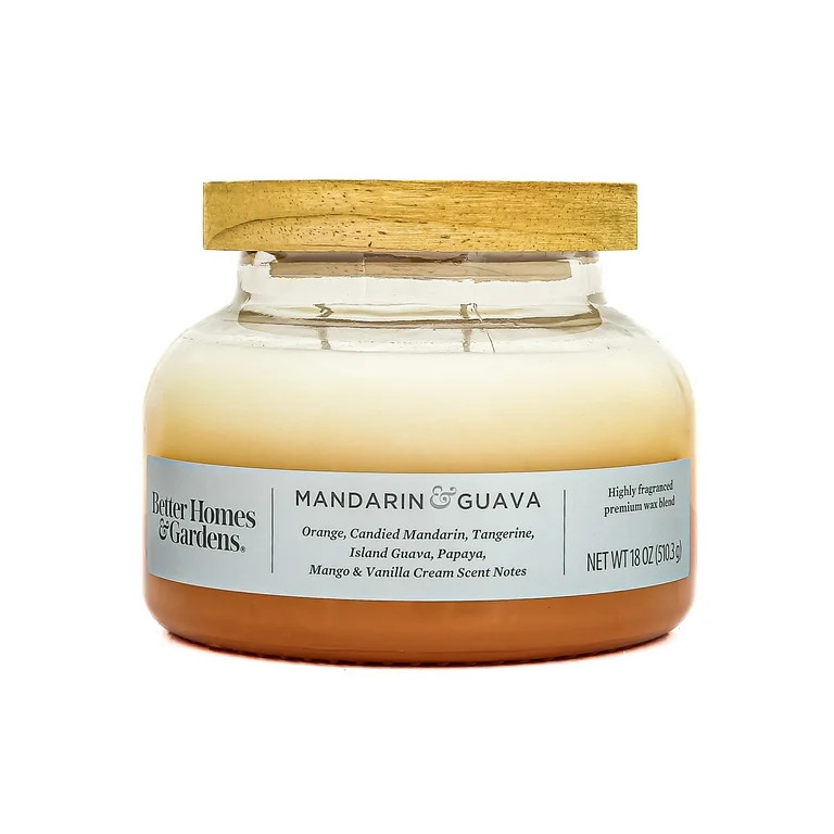 Better Homes & Gardens Mandarin & Guava Scented 2-Wick 18oz Ombre Bell Jar Candle | Walmart (US)