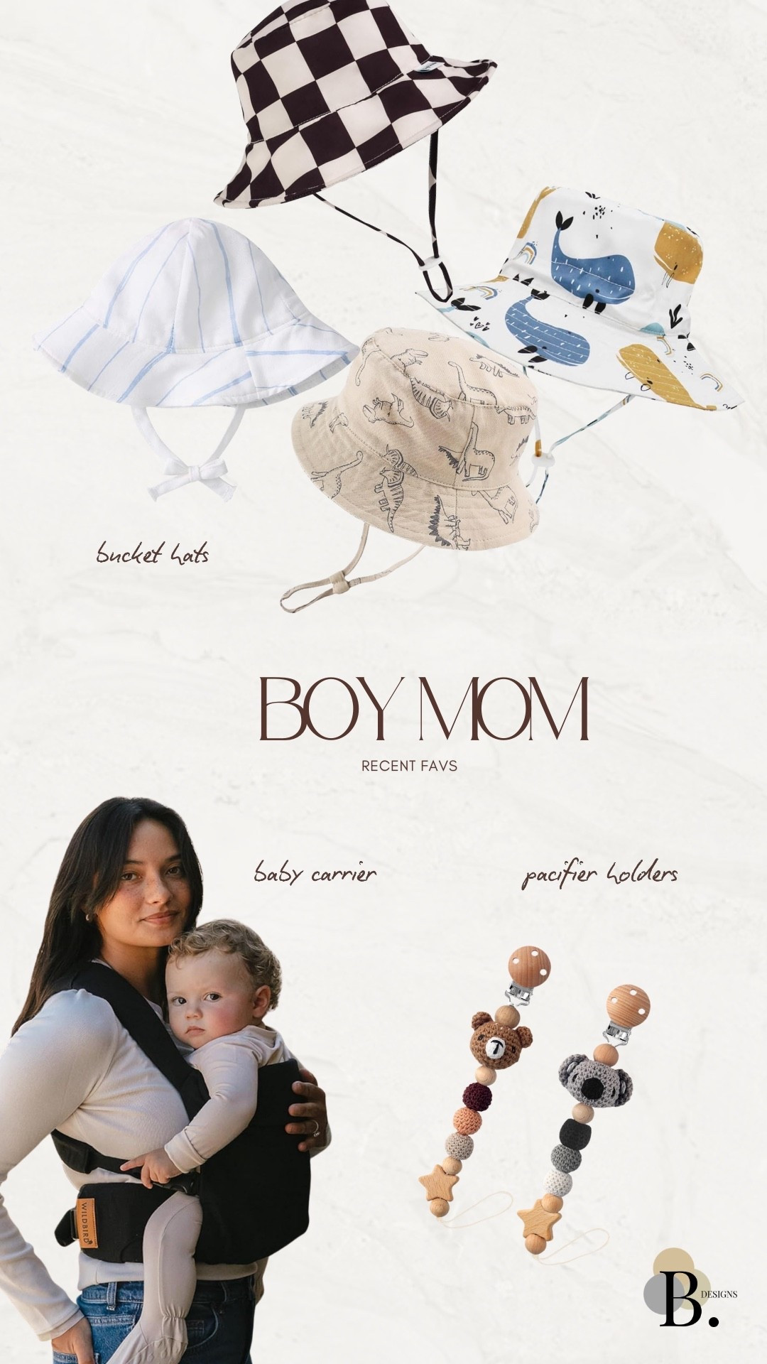 Recent baby favs I reach for daily #boymom #pacifierholder #babycarrier #wildbird #buckethats

#LTKdayinmylife #LTKmomlife