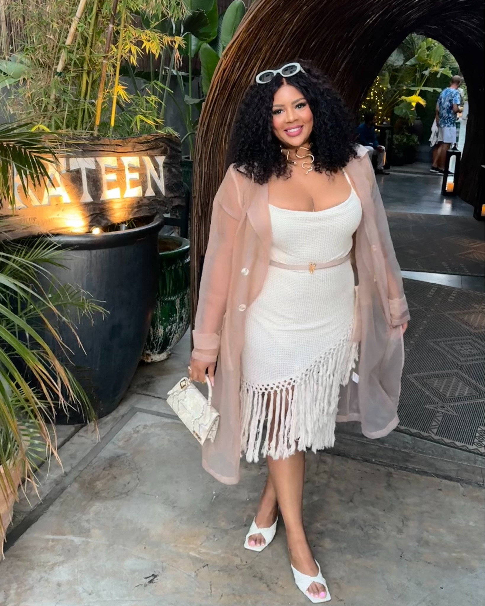 Date night vacay vibes for a tulum themed restaurant and dancing fun with hubby! 
I love to mix luxury finds and blend them seamlessly with steals. 
This SHEIN dress is a steal and can be stilled into an expensive outfit. 
Sheer Trench from JLUXLABEL (out of stock).
Versace vertus belt (color no longer sold) . 
I’m obsessed with this snakeskin Jacquemus bag. Reg $1100 but in sale for approx $675 

#LTKFindsUnder50 #LTKItBag #LTKSummerSales