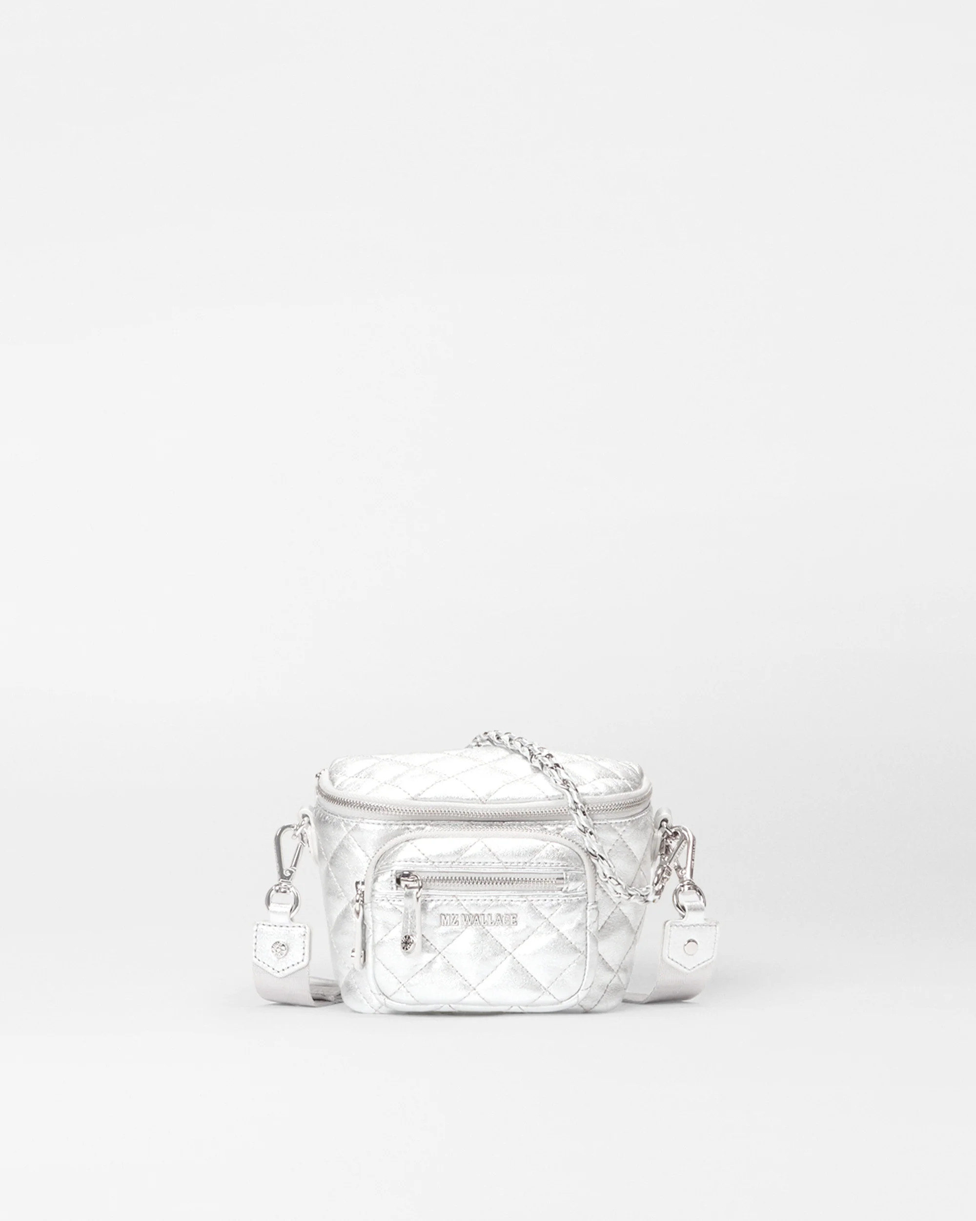 Silver Leather Micro Crosby Sling Bag | MZ Wallace