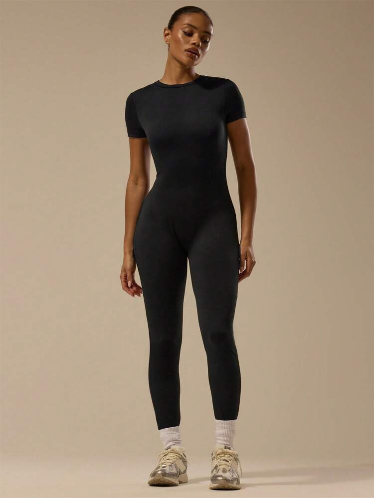 MUSERA ESSENTIALS Buttery Soft Cap Sleeve Fitted Jumpsuit Catsuit Basic Cute Casual Spring Summer Vacation Festival Concert Fall Autumn Winter Everyday Valentines | SHEIN