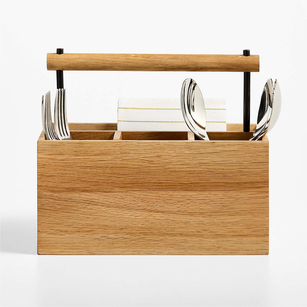 Madeira Oak Flatware Caddy | Crate & Barrel | Crate & Barrel