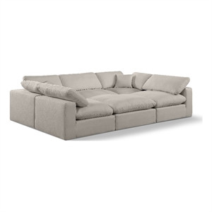 Meridian Furniture Comfy Beige Linen Textured Fabric 6-Pc. Modular Sectional | Homesquare