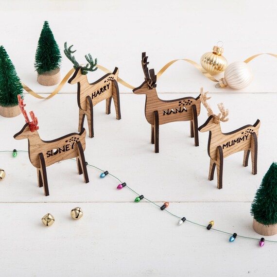 Personalised reindeer place names, Christmas Place Settings, Wooden Christmas Table Names 2021 | Etsy (US)